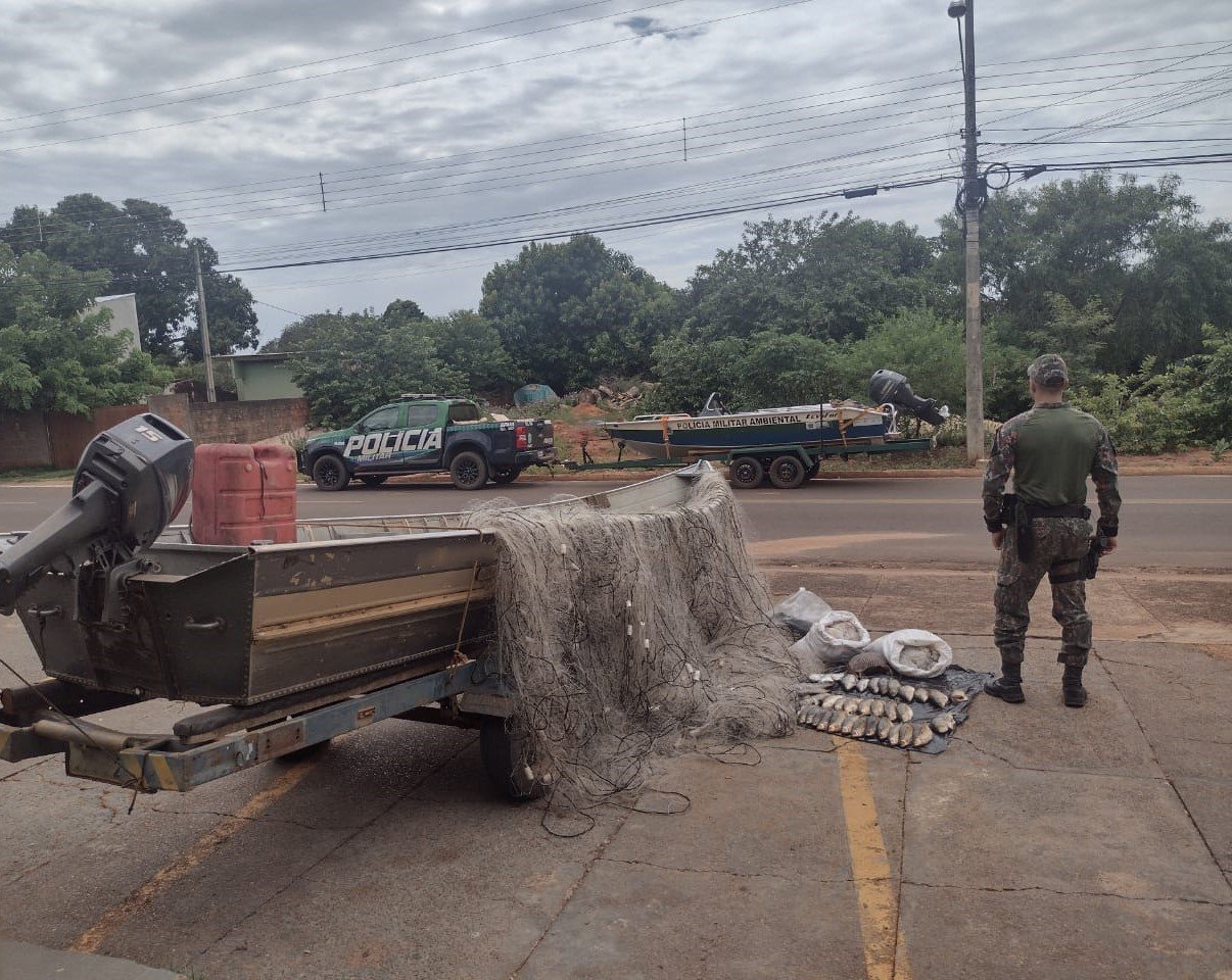 PMA de Batayporã prende dupla por pesca predatória e apreende 56 kg de pescados