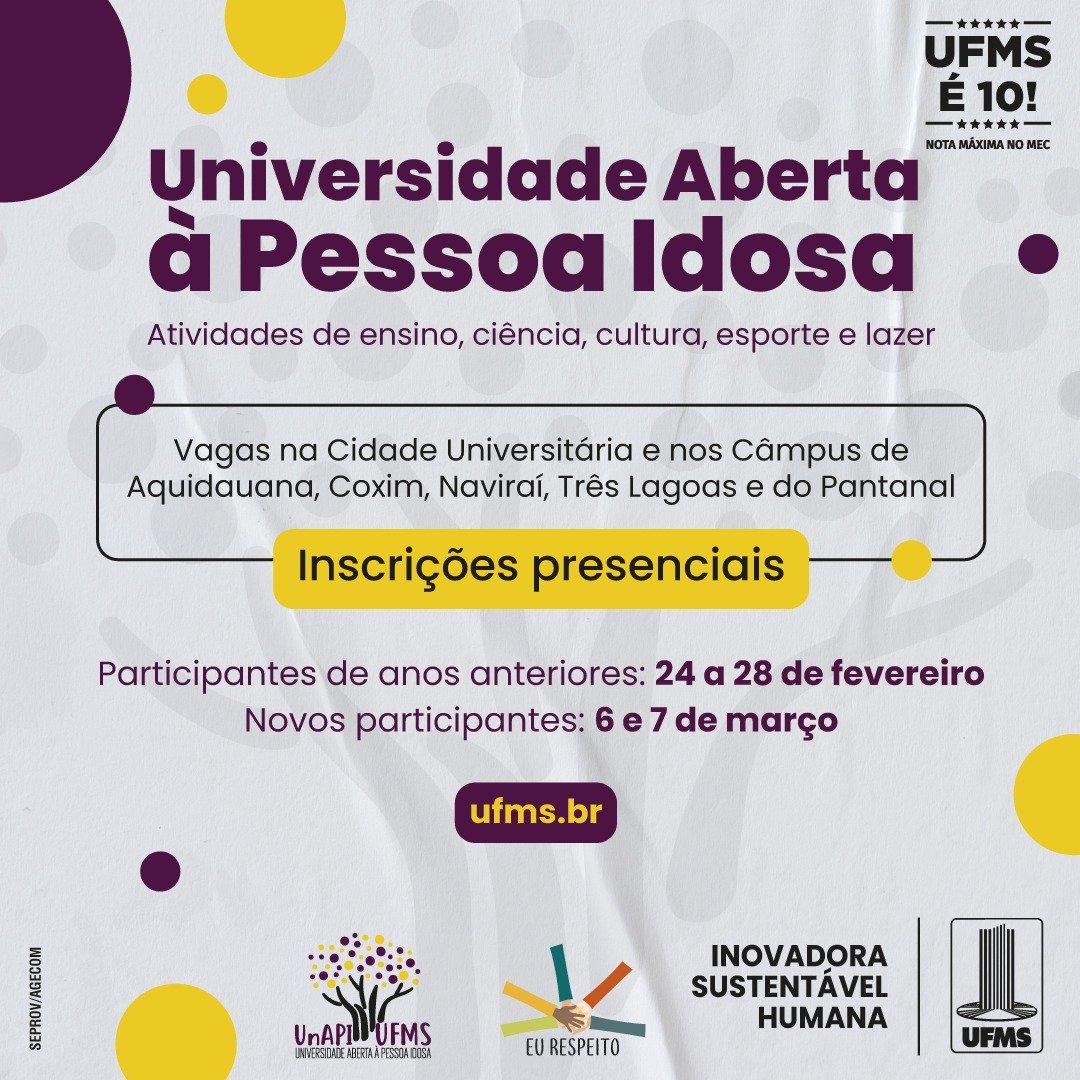 Universidade Aberta à Pessoa Idosa oferece atividades gratuitas em seis municípios